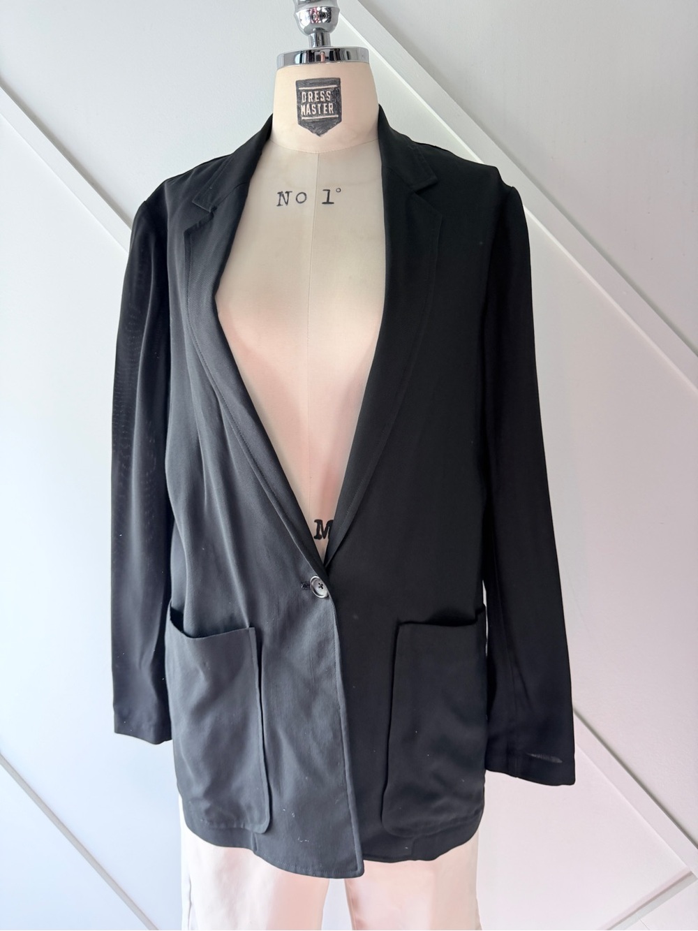 Jenni Kayne Wool Blend Blazer Black XS | Oversized Minimal Quiet Luxury
